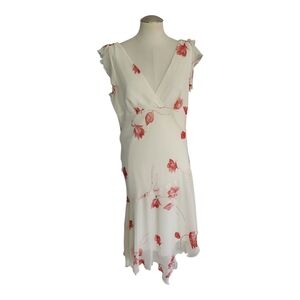 Studio Y White Red Floral Chiffon Dress Size 13 NWT Fit & Flare Formal NWT